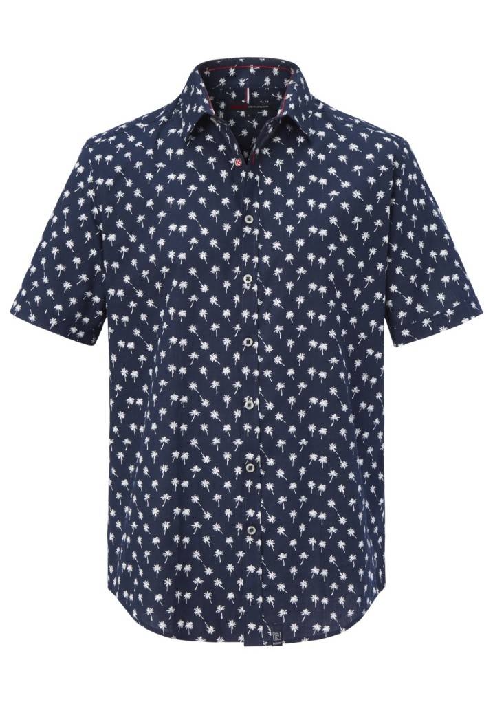 Paddocks Short sleeve shirt with all over palm print normale Passform - dark navy Tägliche Deals