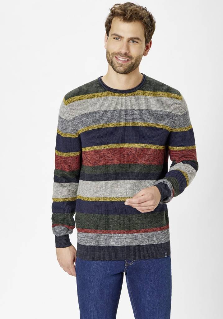 Paddocks Round neck melange stripe knit pullover normale Passform - multi color VIP-Rabatte