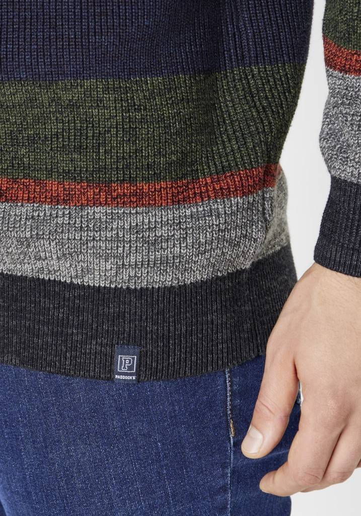 Paddocks Round neck melange stripe knit pullover normale Passform - multi color VIP-Rabatte