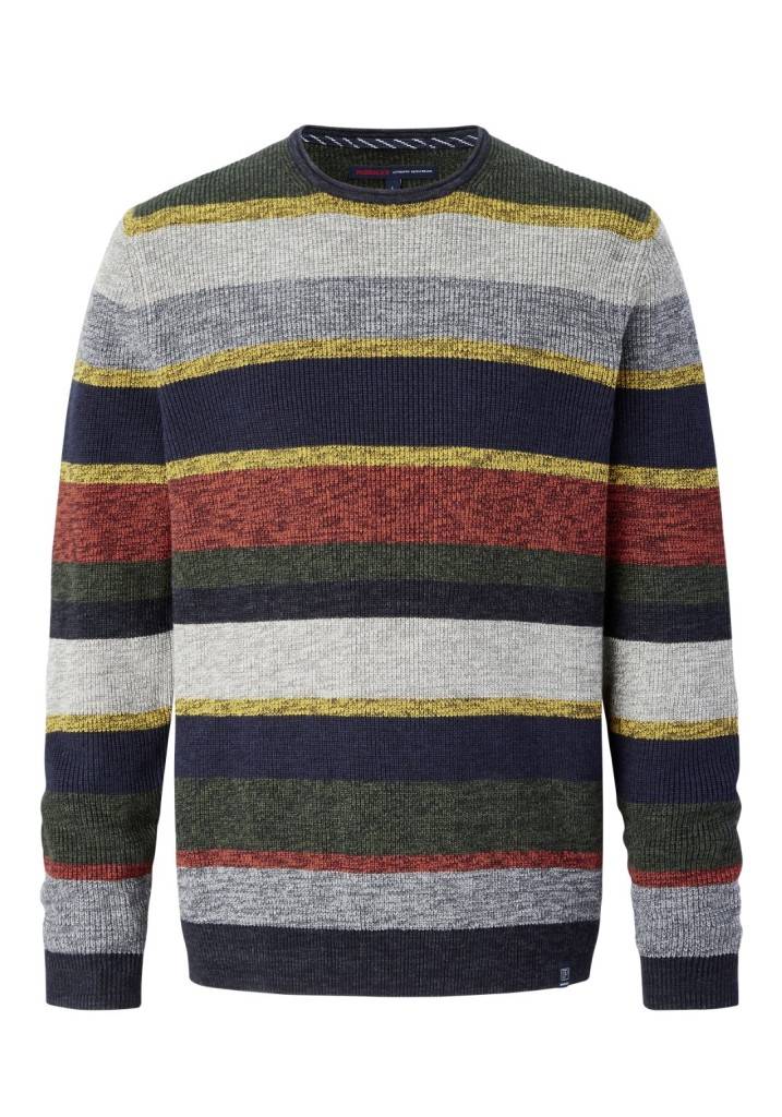 Paddocks Round neck melange stripe knit pullover normale Passform - multi color VIP-Rabatte