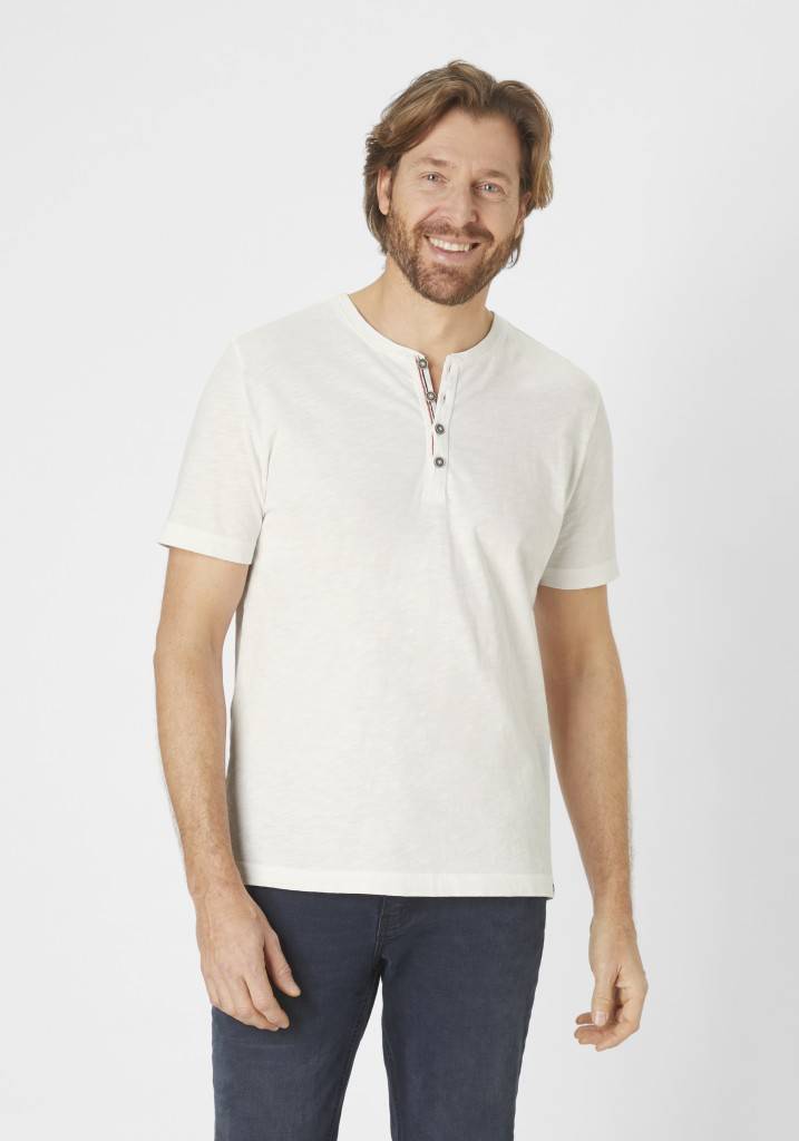 Paddocks Short sleeve henley shirt, single jersey normale Passform - off white Kostenlose Rückgabe