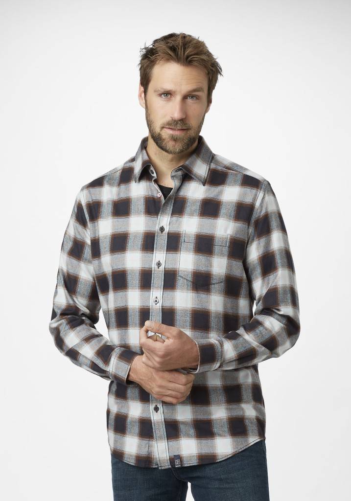 Paddocks Long sleeve herringbone check shirt with pocket normale Passform - night blue Begrenzte Freigabe