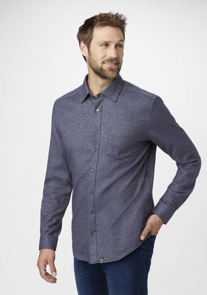 Paddocks Long sleeve shirt with pocket normale Passform - blue melange Letzte 3 Tage