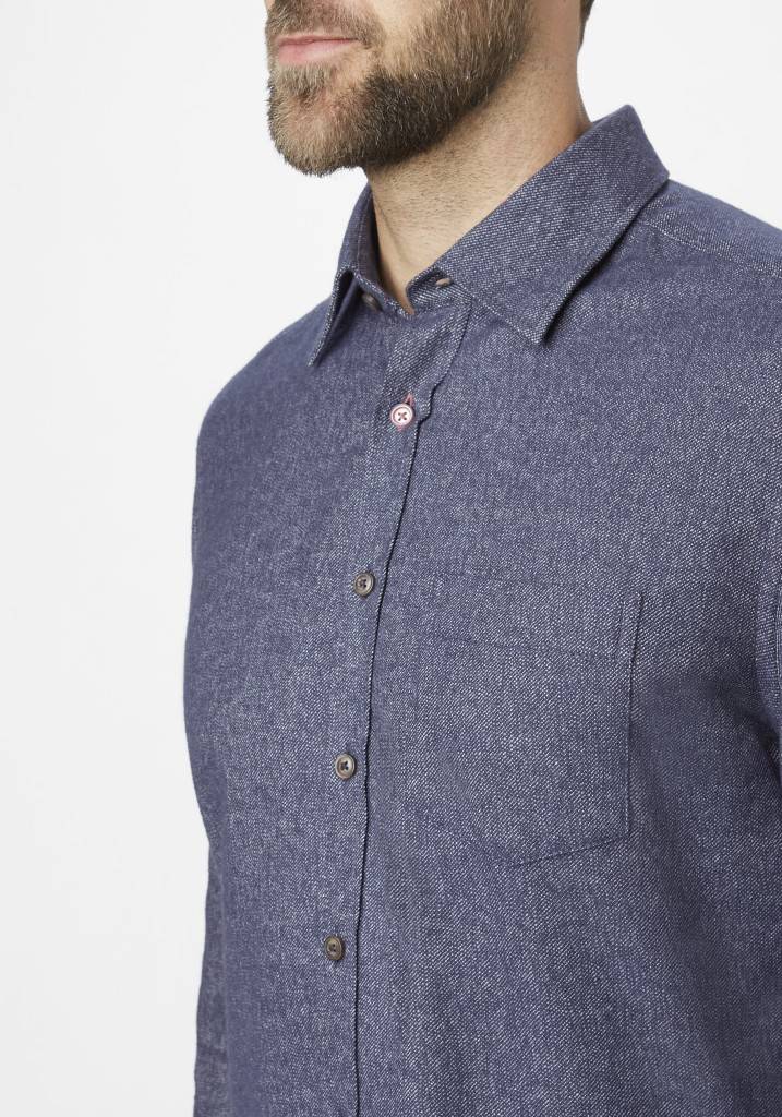 Paddocks Long sleeve shirt with pocket normale Passform - blue melange Letzte 3 Tage
