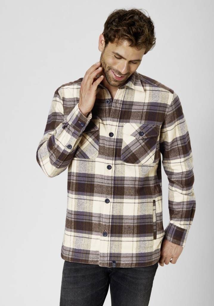 Paddocks flanell check overshirt with two pockets normale Passform - olive Bis zu 60% Rabatt
