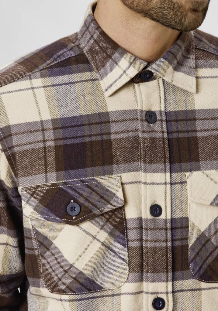 Paddocks flanell check overshirt with two pockets normale Passform - olive Bis zu 60% Rabatt