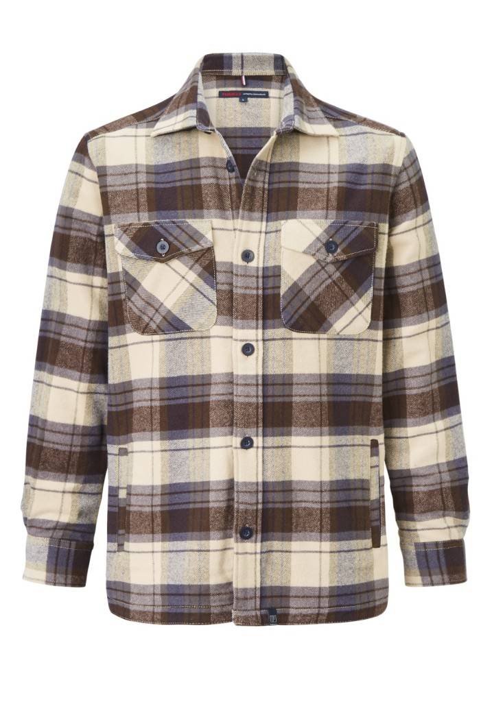 Paddocks flanell check overshirt with two pockets normale Passform - olive Bis zu 60% Rabatt