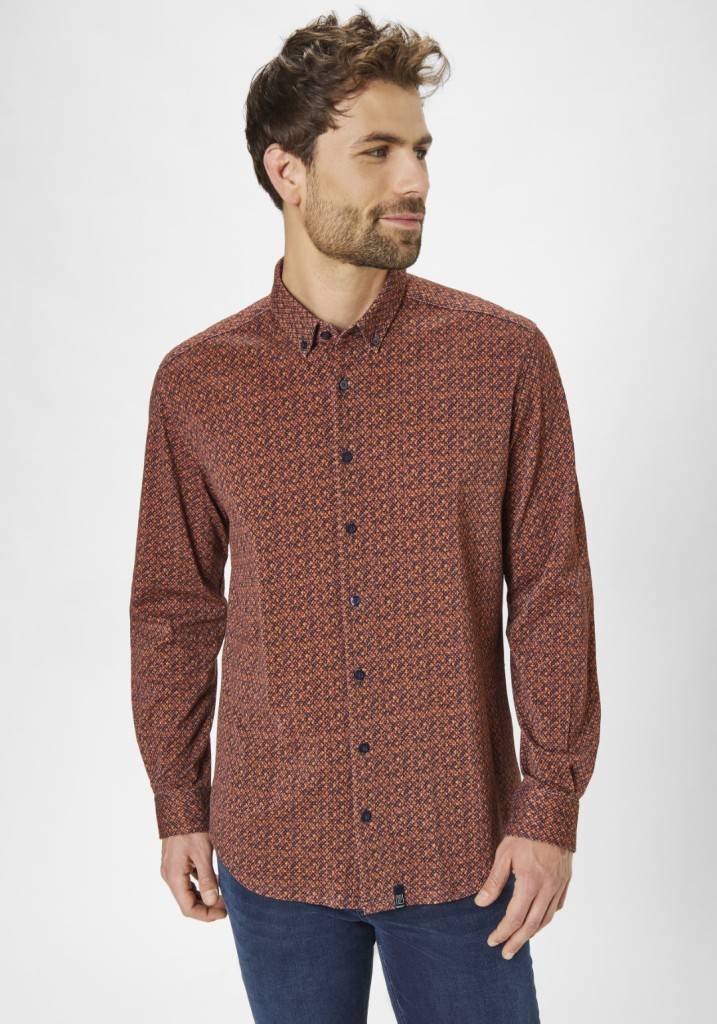 Paddocks button down jersey piquee with digital print shirt normale Passform - orange Bis zu 65% Rabatt