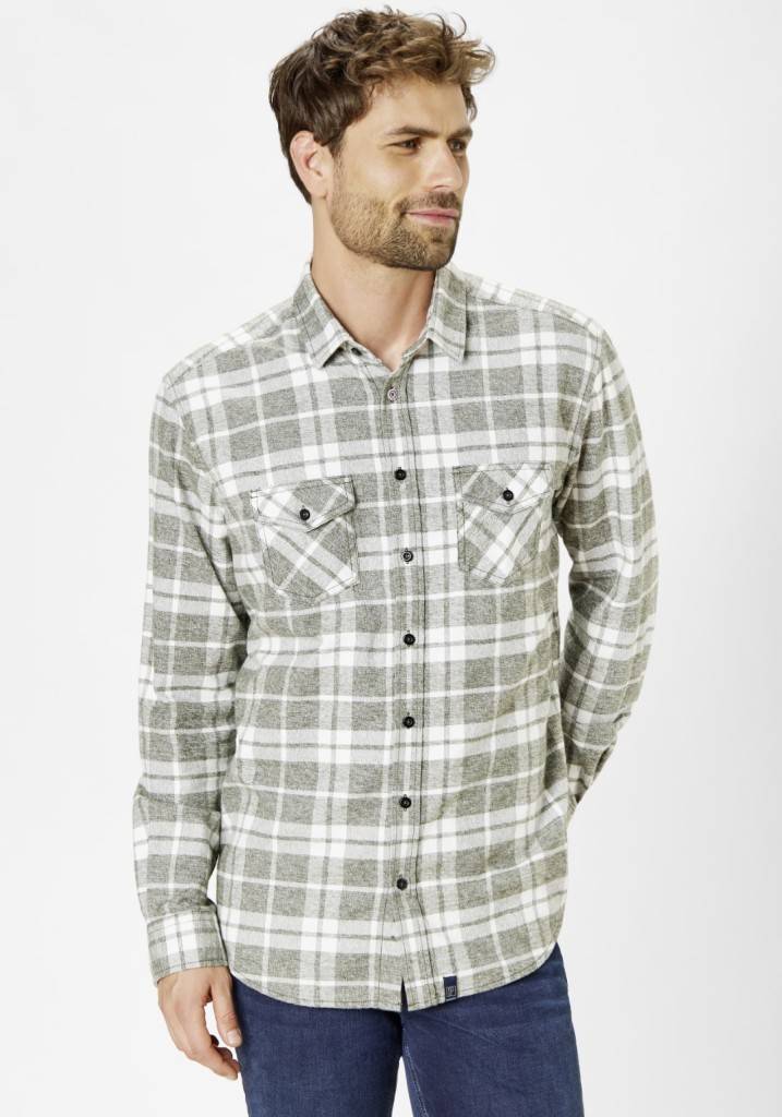Paddocks Flannel check shirt with 2 bust pockets normale Passform - green Nur für heute