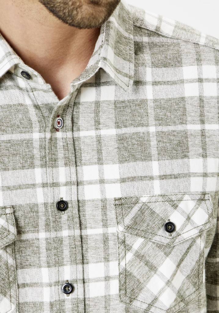 Paddocks Flannel check shirt with 2 bust pockets normale Passform - green Nur für heute