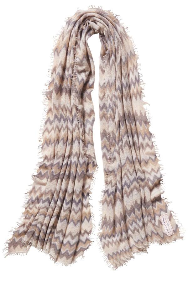 Pur Schoen Schal chevron nougat-stone grey Fabrik Onlineshop