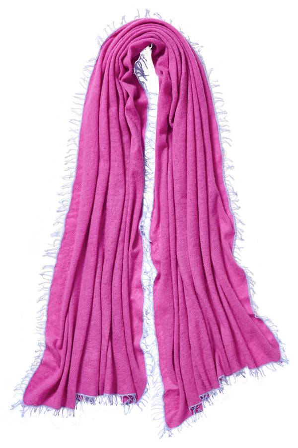 Pur Schoen Schal fuchsia fransen sky blue Bis zu 50% Rabatt