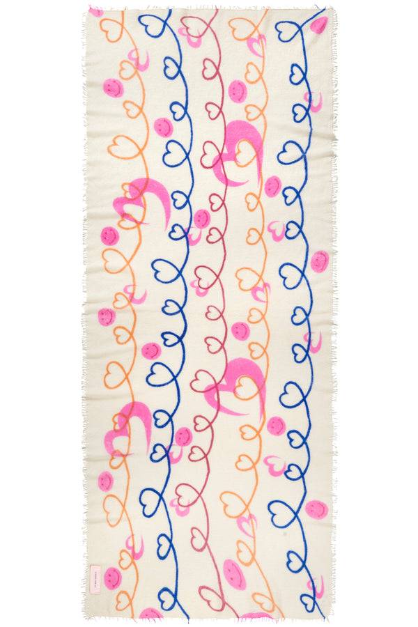 Pur Schoen Schal herzandsmiley natural-royal blue Riesige Rabatte