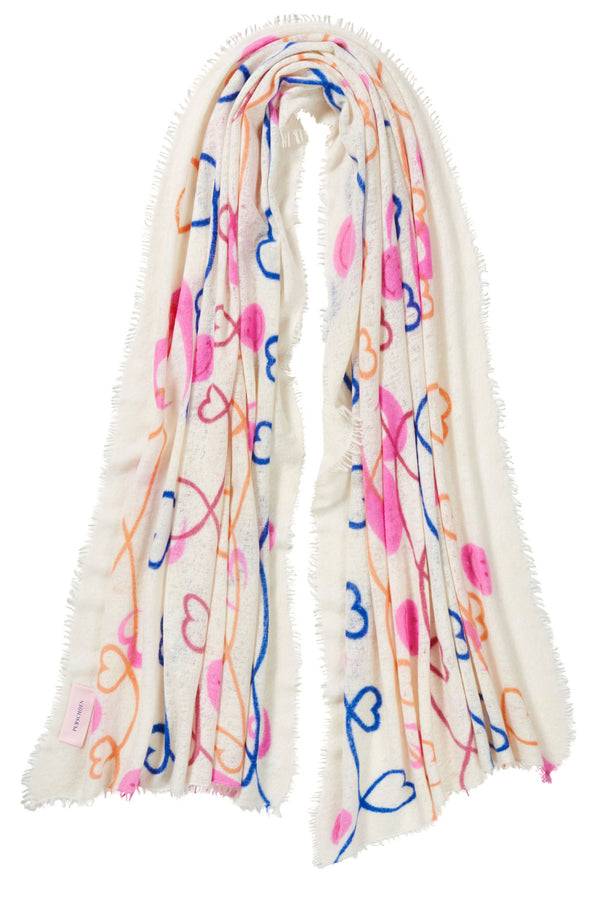 Pur Schoen Schal herzandsmiley natural-royal blue Riesige Rabatte