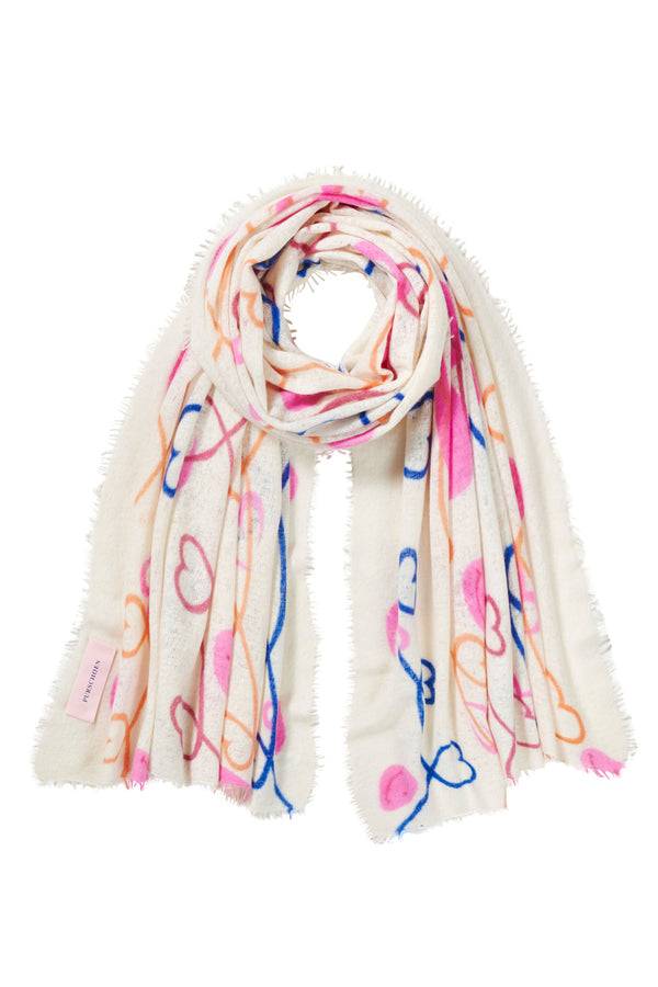 Pur Schoen Schal herzandsmiley natural-royal blue Riesige Rabatte