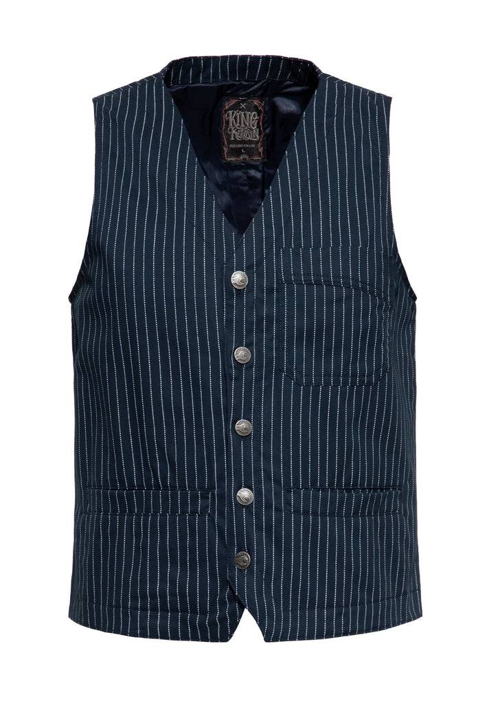 Queen Kerosin Pinstripe Weste Versandkostenfrei
