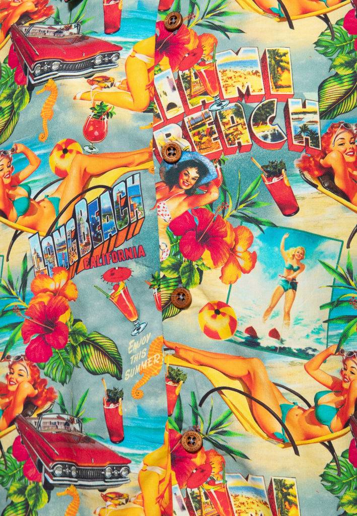 Queen Kerosin Hawaiihemd «Miami & Long Beach» Neuheiten