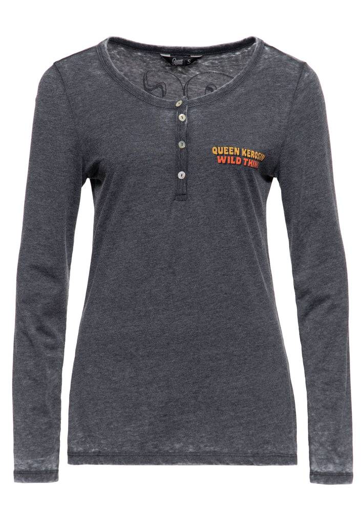Queen Kerosin Enzym Wash Langarmshirt «Rock Your Life» Letzter Tag