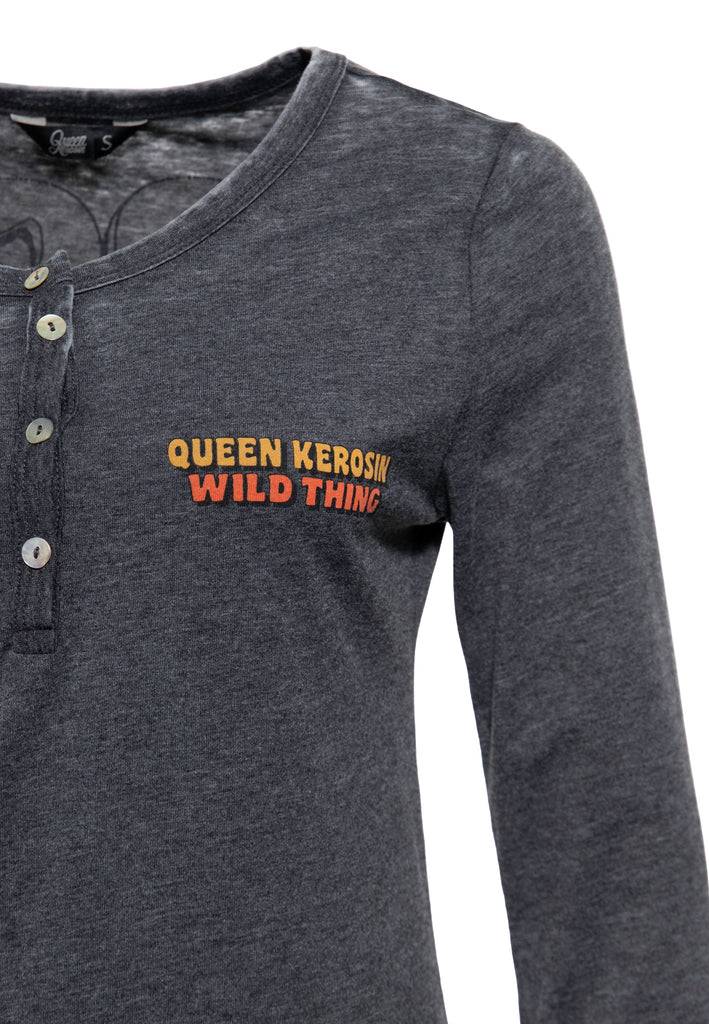Queen Kerosin Enzym Wash Langarmshirt «Rock Your Life» Letzter Tag