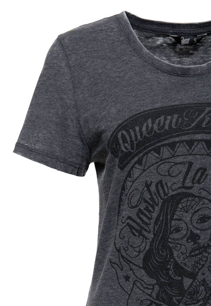Queen Kerosin Enzym Wash T-Shirt «Hasta La Muerte» Zeitbegrenzte Promotion