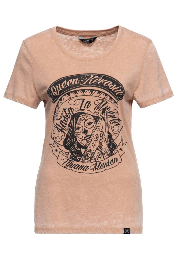 Queen Kerosin Enzym Wash T-Shirt «Hasta La Muerte» Zeitbegrenzte Promotion