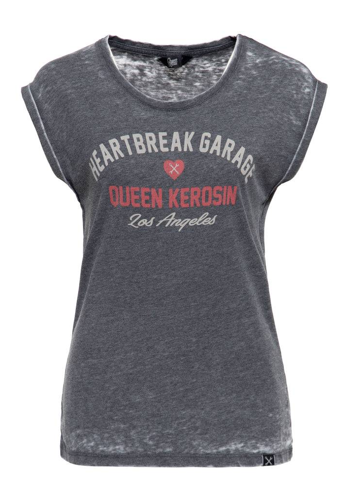 Queen Kerosin Enzym Wash T-Shirt «Heartbreak Garage» Bis zu 50% Rabatt