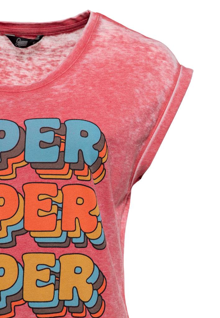 Queen Kerosin Enzym Wash T-Shirt «Super Cutie» Bis zu 60% Rabatt