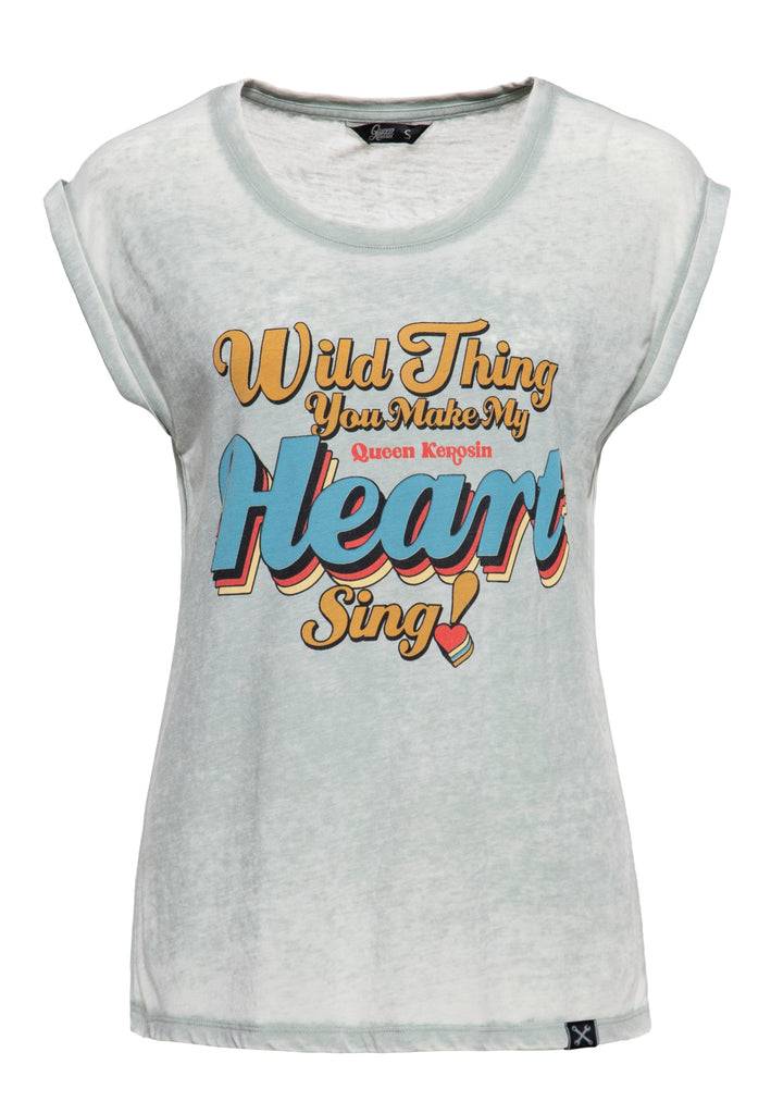 Queen Kerosin Enzym Wash T-Shirt «Wild Thing» Bis zu 65% Rabatt