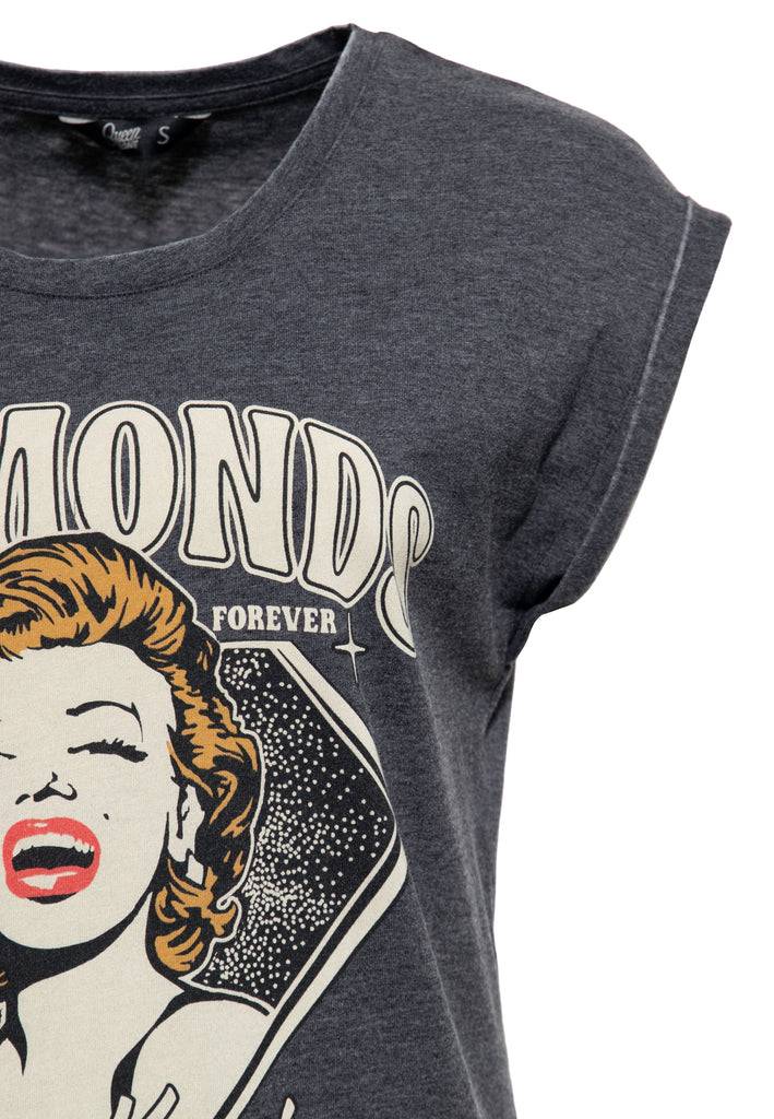 Queen Kerosin Enzym Wash T-Shirt «Diamonds» Nur für heute