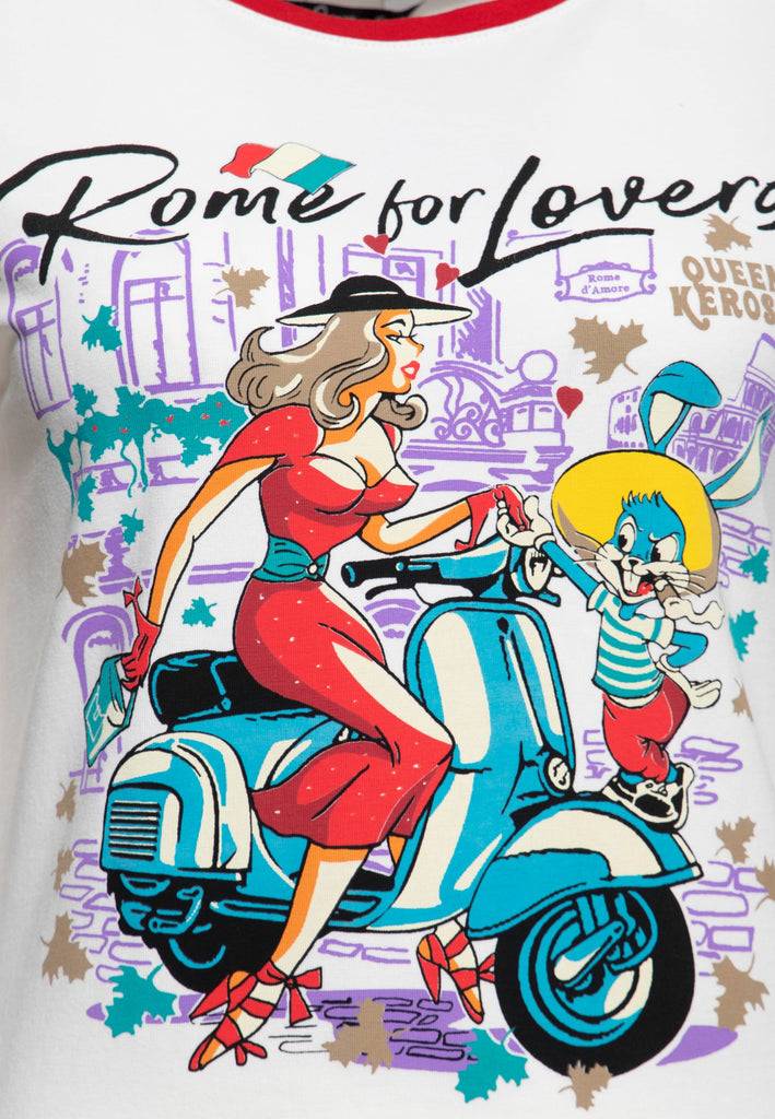 Queen Kerosin T-Shirt «Rome for Lovers» Sonderangebot der Fabrik