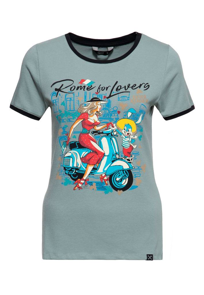 Queen Kerosin T-Shirt «Rome for Lovers» Sonderangebot der Fabrik