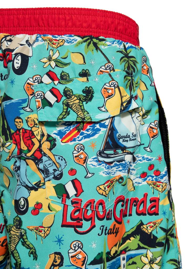 Queen Kerosin Badeshorts «Il mostro del Lago di Garda» Saisonschlussverkauf