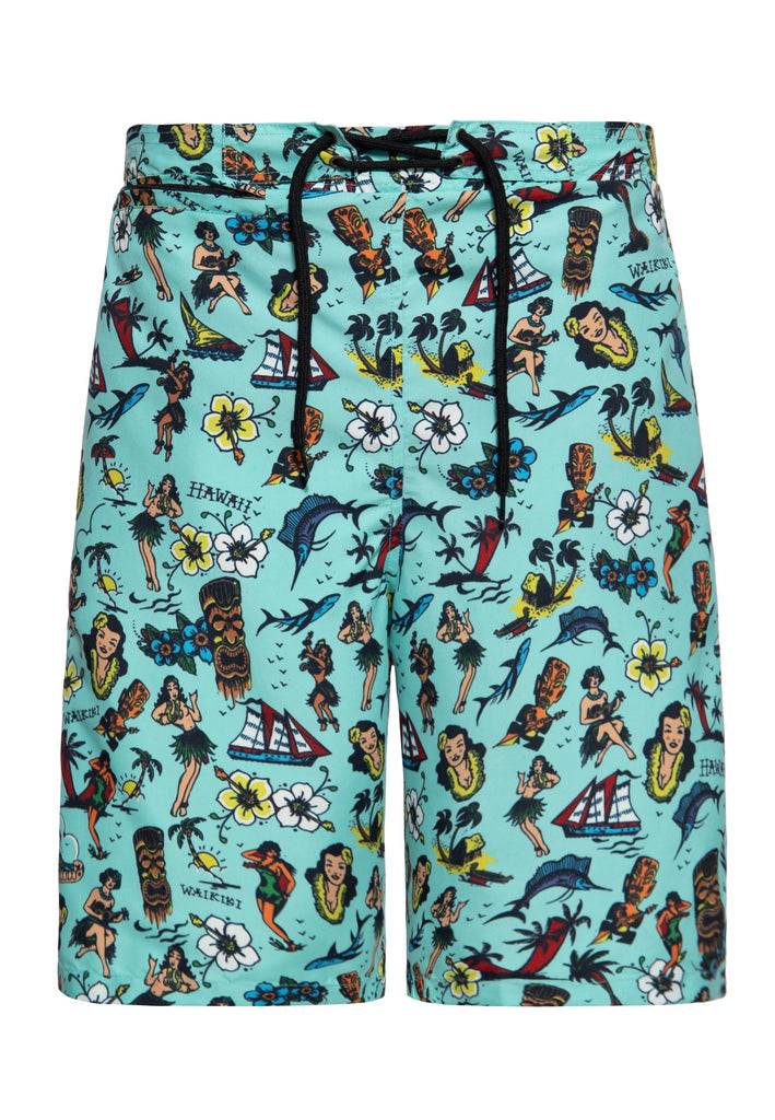 Queen Kerosin Badeshorts «Hawaii» Muttertagsangebot