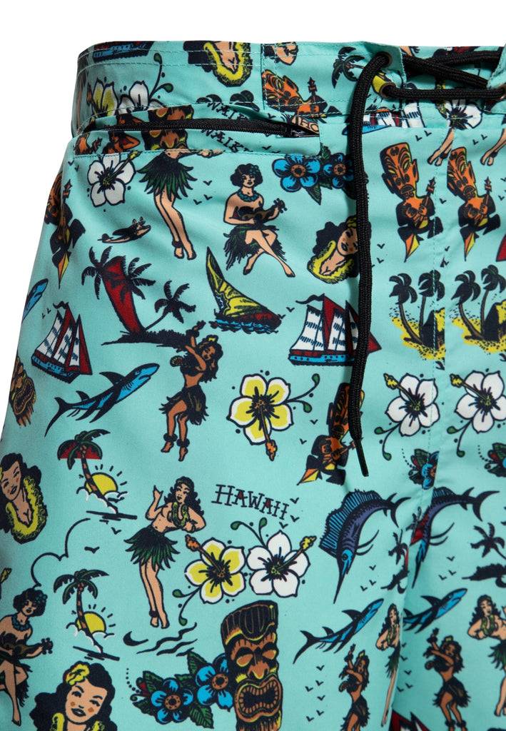 Queen Kerosin Badeshorts «Hawaii» Muttertagsangebot