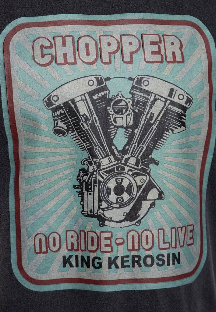 Queen Kerosin Acid-Washed T-Shirt «No Ride No Life» Jubiläumsangebot