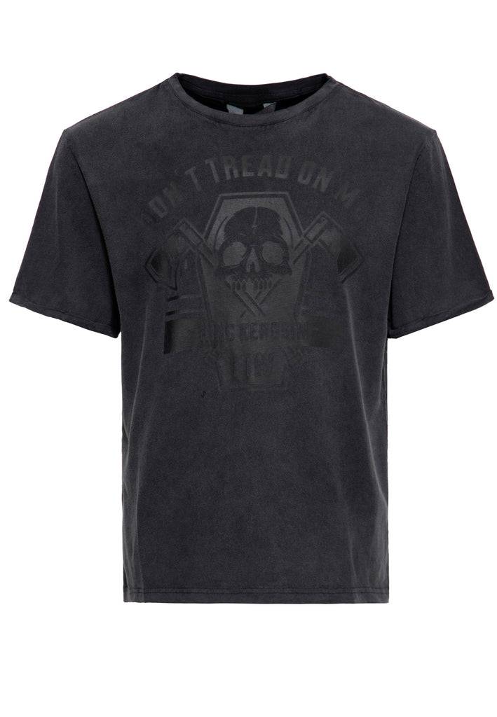 Queen Kerosin Acid-Washed T-Shirt «Don't Tread On Me» Neueste Mode