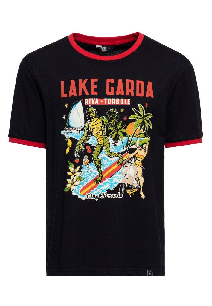 Queen Kerosin Ringer T-Shirt «Lake Garda» Super Sparpreis