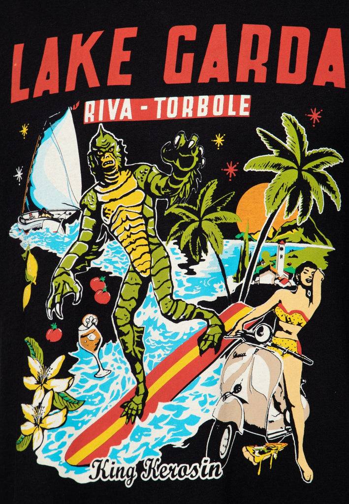 Queen Kerosin Ringer T-Shirt «Lake Garda» Super Sparpreis