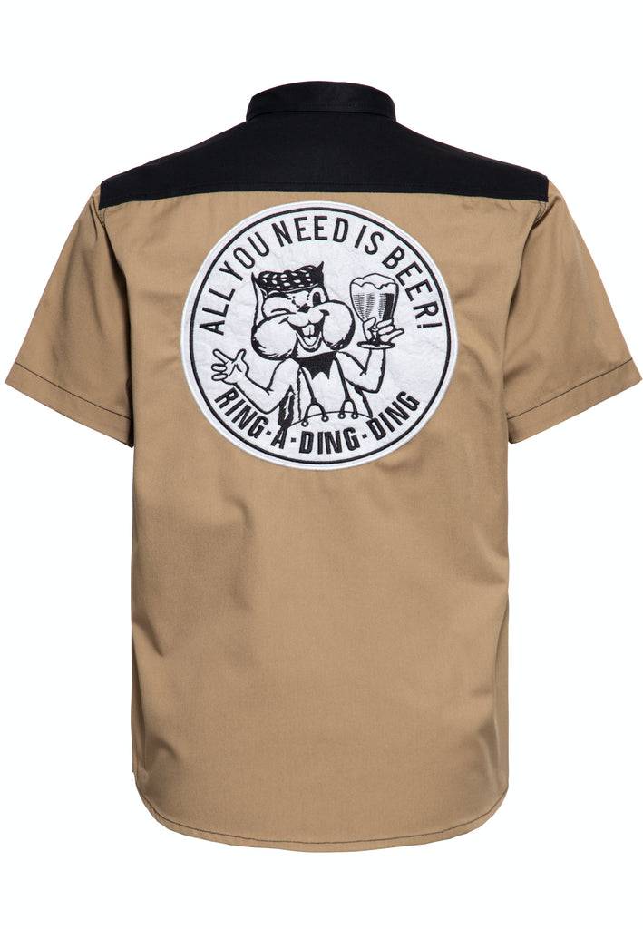 Queen Kerosin Workwear Kurzarm Hemd «All You Need is Beer» Clearance-Verkauf
