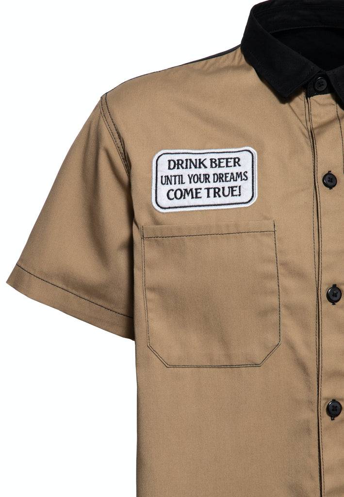 Queen Kerosin Workwear Kurzarm Hemd «All You Need is Beer» Clearance-Verkauf