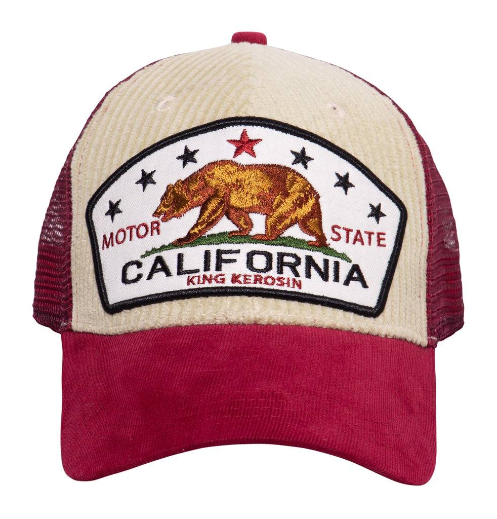 Queen Kerosin Trucker Cap mit Cord «California Bear» zollfrei