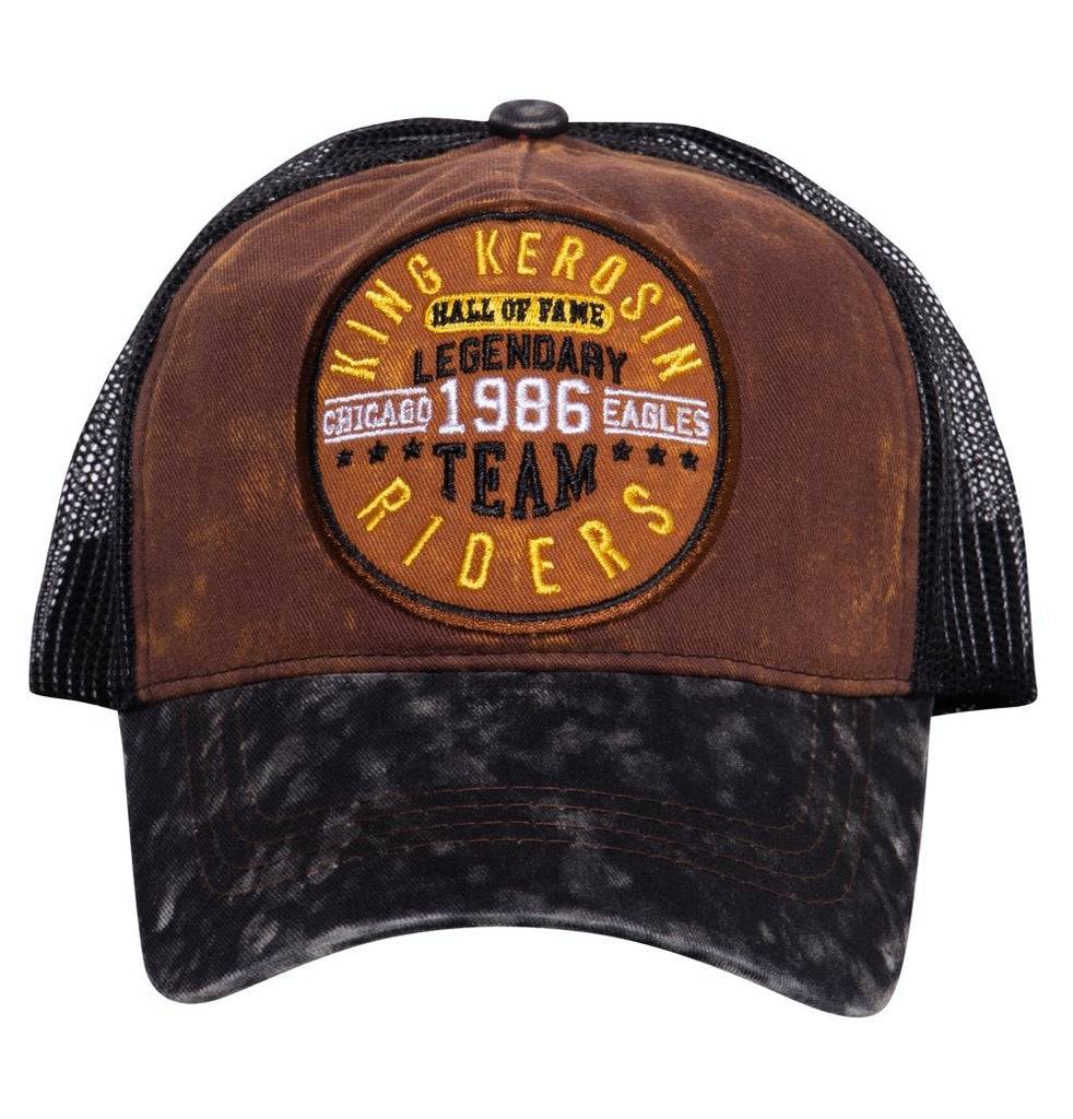 Queen Kerosin Trucker Cap mit Enzymwash und Stickerei «Legendary Team» Outlet