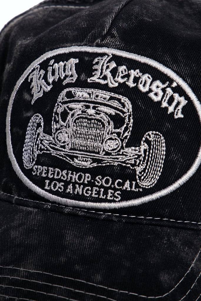 Queen Kerosin Trucker Cap mit Stickerei in der Front und Enzymwash «Speedshop SoCal» Auslauf