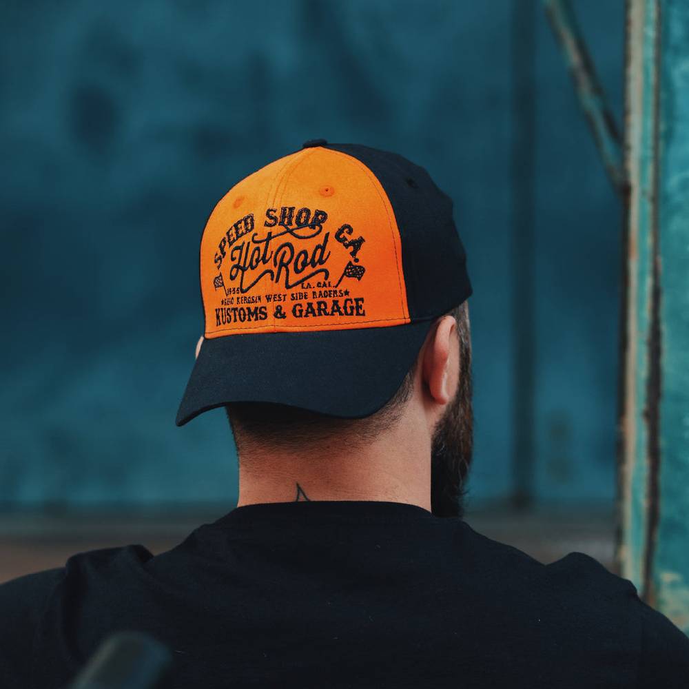 Queen Kerosin Baseball Cap mit Print auf der Schirmunterseite «Hot Rod» Schlussverkauf