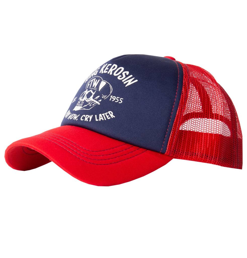 Queen Kerosin Trucker Cap «mit kontrastfarbenem Print «Pray now. cray later» Meist gekauft