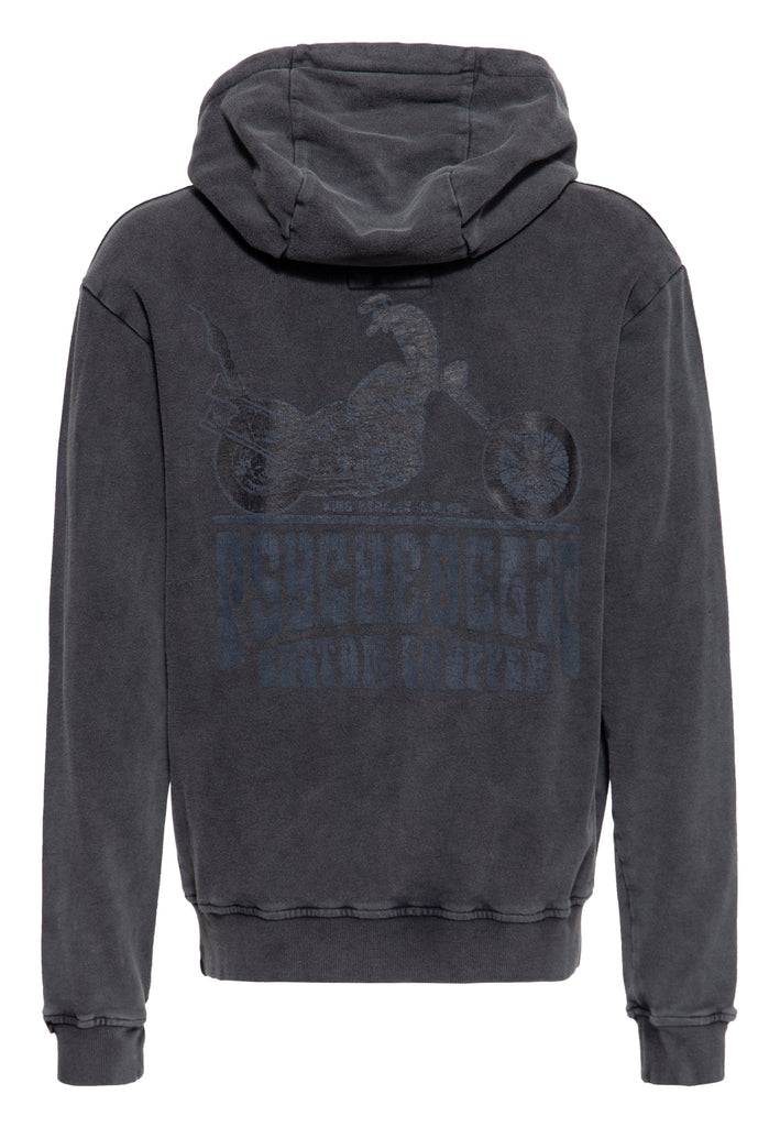 Queen Kerosin Acid washed Zip Hoodie «Psychedelic Custom Chopper» Letzte 2 Tage
