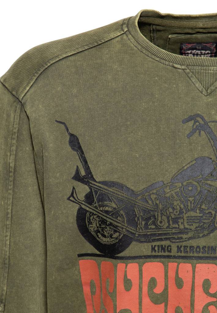 Queen Kerosin Pullover acid washed «Psychedelic Custom Chopper» Nur noch ein Tag übrig