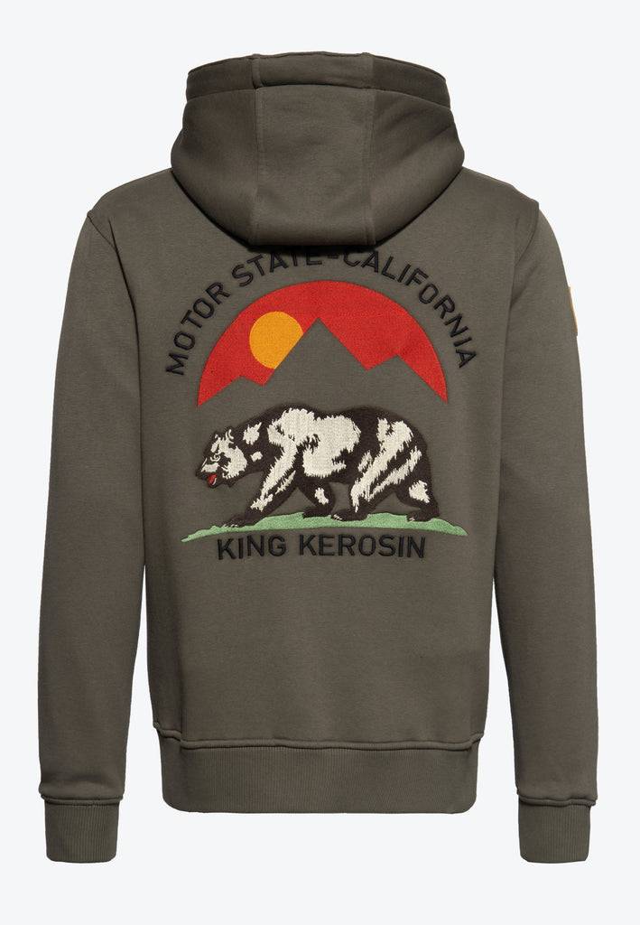 Queen Kerosin Outdoor Sweatjacke «KK Adventure Gear - Motor State California» Im Verkauf