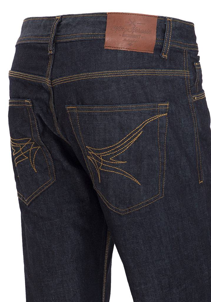Queen Kerosin Regular Fit Jeans in dark blue mit Logo-Patch «Robin» Fabrik Onlineshop