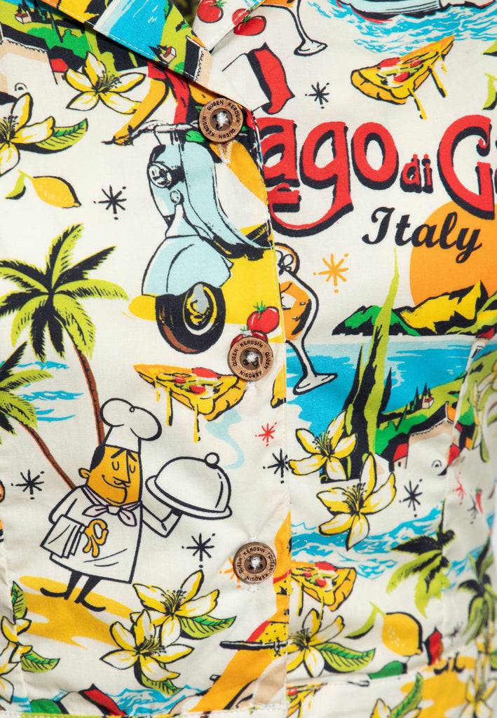 Queen Kerosin Hawaiibluse «Lago di Garda» Großer Ausverkauf